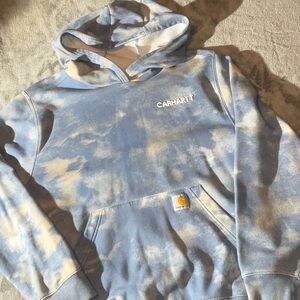 Carhartt Sky Blue and White Tye-Dye Clouds Hoodie